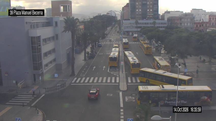 Tráfico en Las Palmas de Gran Canaria: imagen en directo de la cámara «Plaza Manuel Becerra»